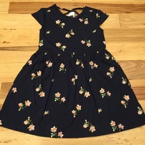 Gap XS, 4-5 Navy Blue & Pink Floral Dress